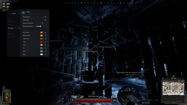 Dark and Darker cheat item ESP menu with chest, ore and portal colour settings