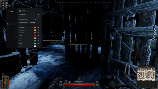 Dark and Darker mob ESP showing a Skeleton Champion with HP and distance