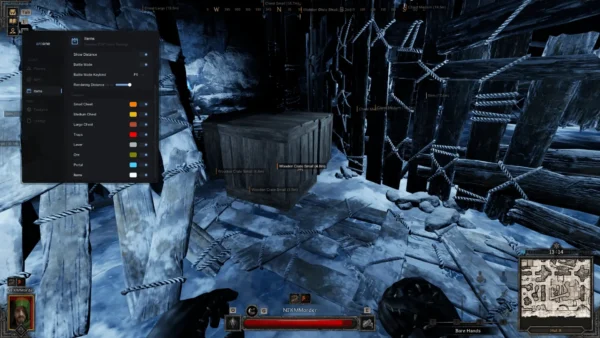 Dark and Darker item ESP highlighting wooden crates and chests through walls